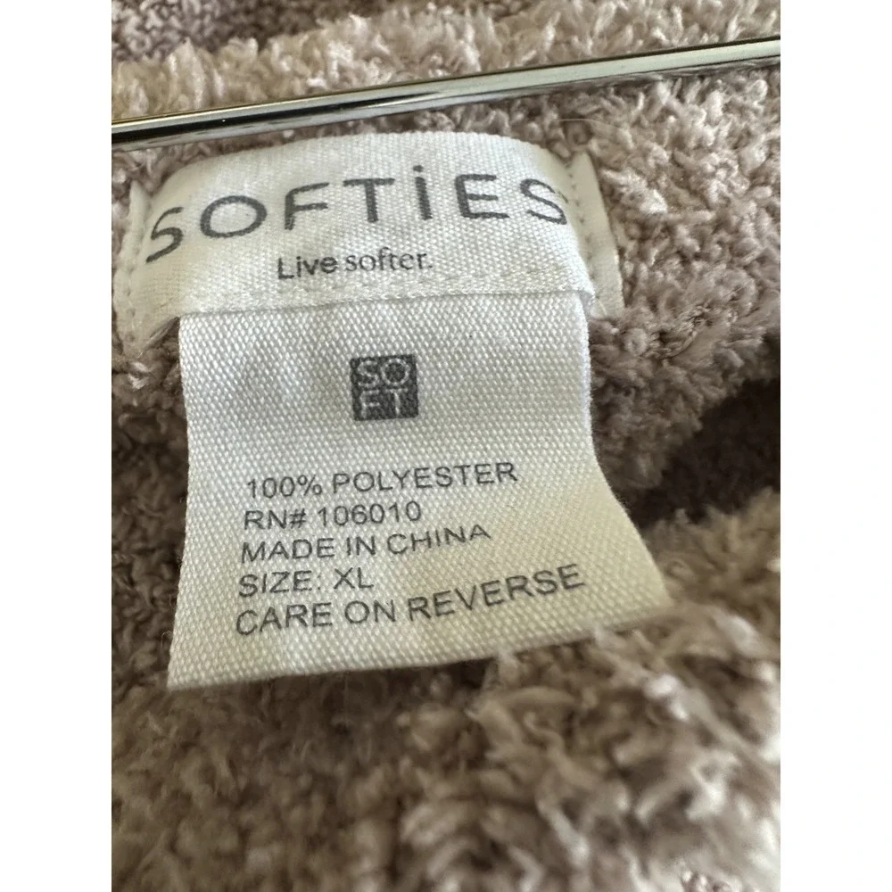 Softies Cozy Teddy Reverse Seam Crew Neck LS Top Pants Lounge Set Brown Size XL - Picture 5 of 16